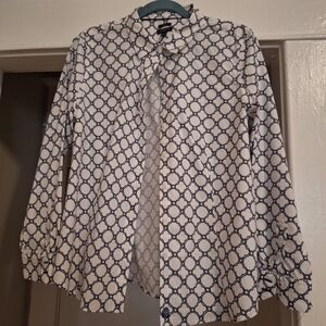 Talbots Long Sleeve Black And White Button Down Shirt